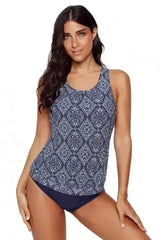 Diamond Print Beach 2pcs Tankini Swimsuit - Femstylo