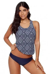 Diamond Print Beach 2pcs Tankini Swimsuit - Femstylo