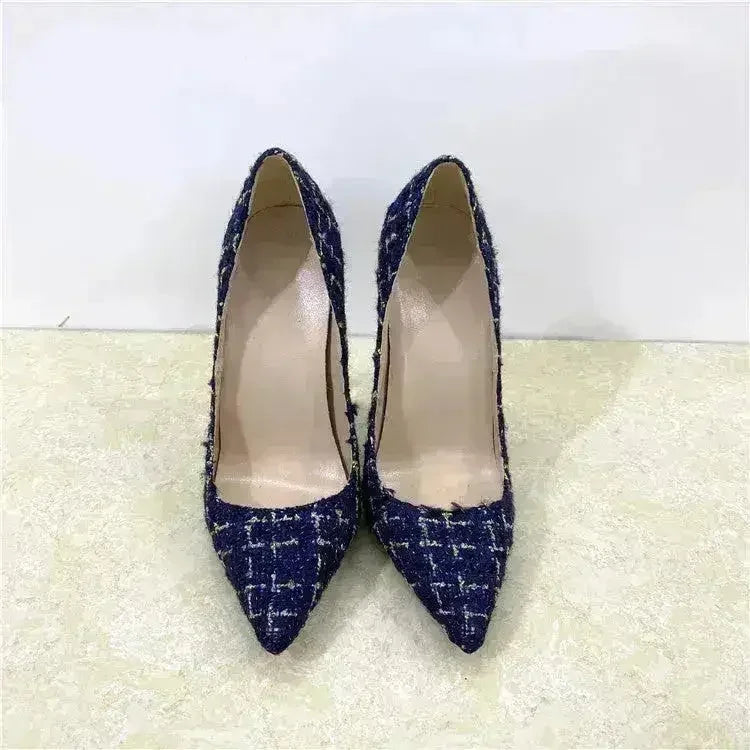 New Woven High Heels 12CM Pointed Toe Stiletto Pumps All-Match Women's - Femstylo