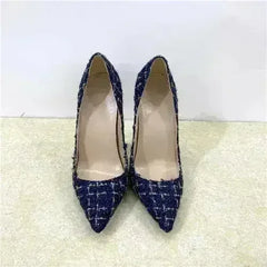 New Woven High Heels 12CM Pointed Toe Stiletto Pumps All-Match Women's - Femstylo