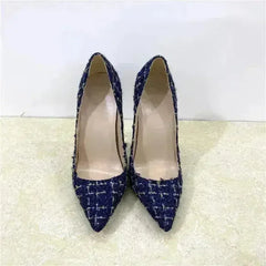 New Woven High Heels 12CM Pointed Toe Stiletto Pumps All-Match Women's - Femstylo