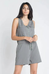 Women's Zip Front Sleeveless Romper - Femstylo