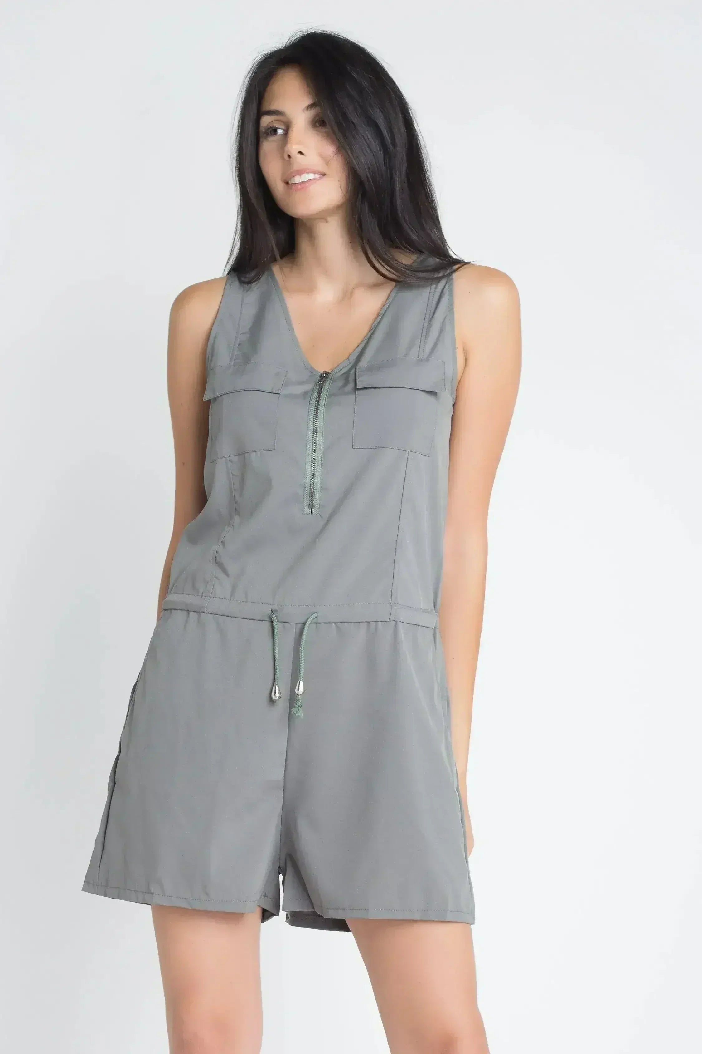 Women's Zip Front Sleeveless Romper - Femstylo