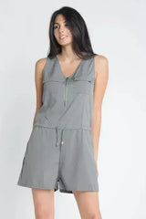 Women's Zip Front Sleeveless Romper - Femstylo