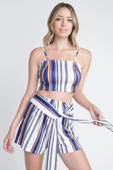 Women's Unique Stripe Printed 2pc Set with Tie - Femstylo