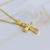 Crystal Cross Necklace – Elegant 18k Gold Plated Pendant | Timeless Style - Femstylo