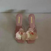 Flower toe high heels slippers, summer dress matching, wearing high he - Femstylo
