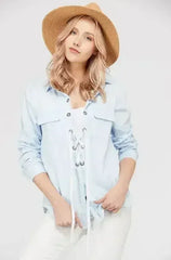 Women's Lace Up Blouse Top - Femstylo