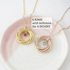 60th Birthday Gift For Woman, Birthday Gift For Mom, 6 Rings 6 Decades - Femstylo