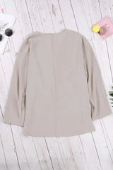Elegant Apricot V Neck 3/4 Sleeve High Low Hem Shirt - Femstylo