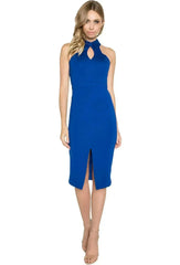 Emma Dress - Sleeveless dress with collar, front keyhole, back cut-out - Femstylo