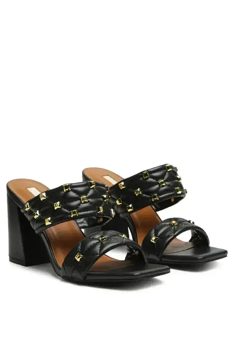 Fischer Stud Embellished Block Heel Sandals - Femstylo