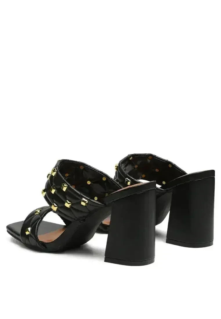 Fischer Stud Embellished Block Heel Sandals - Femstylo
