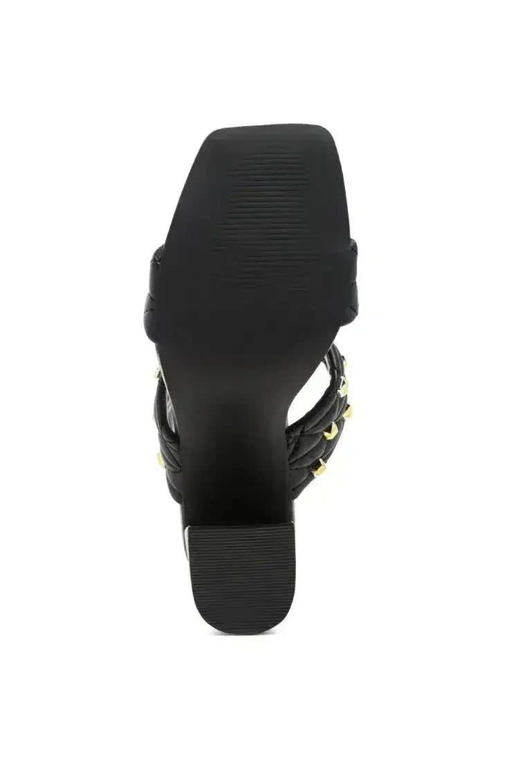 Fischer Stud Embellished Block Heel Sandals - Femstylo