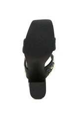 Fischer Stud Embellished Block Heel Sandals - Femstylo