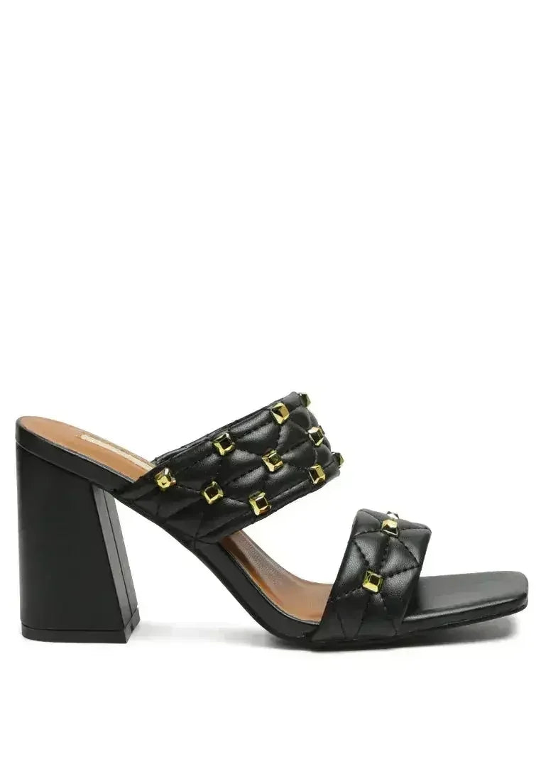 Fischer Stud Embellished Block Heel Sandals - Femstylo