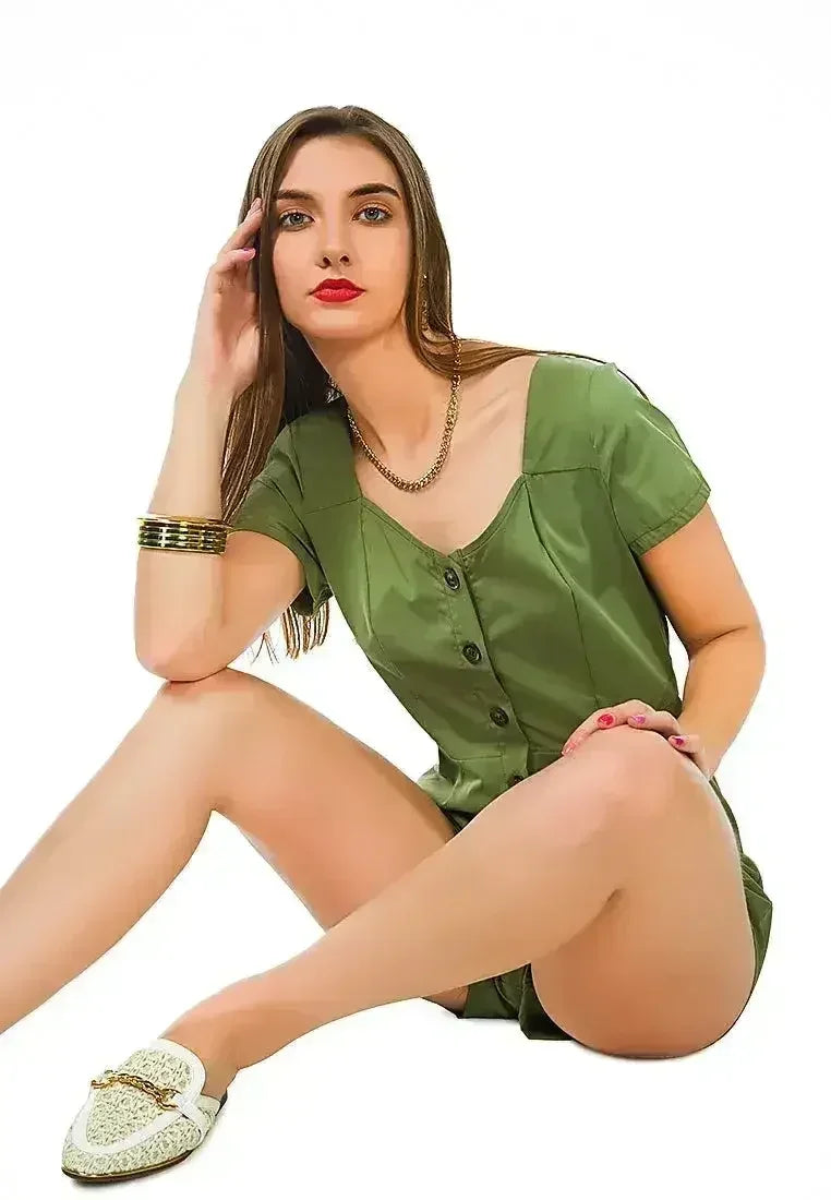 Fair Play Button-Up Romper - Femstylo