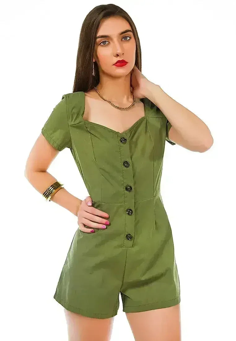 Fair Play Button-Up Romper - Femstylo