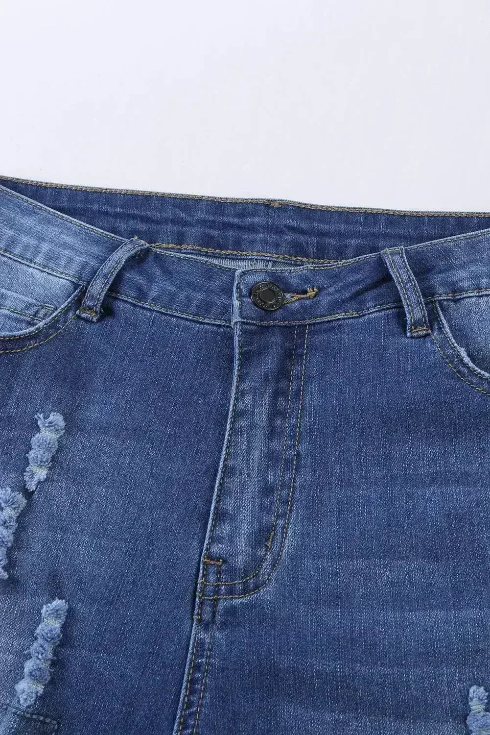 Fashion Blue Ripped Plaid Straight Legs Boyfriend Jeans - Femstylo