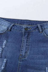 Fashion Blue Ripped Plaid Straight Legs Boyfriend Jeans - Femstylo