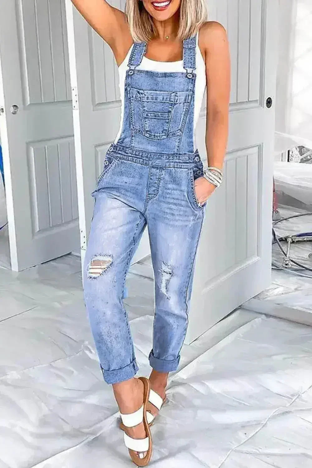 Fashion One-piece Denim Jumpsuit - Femstylo