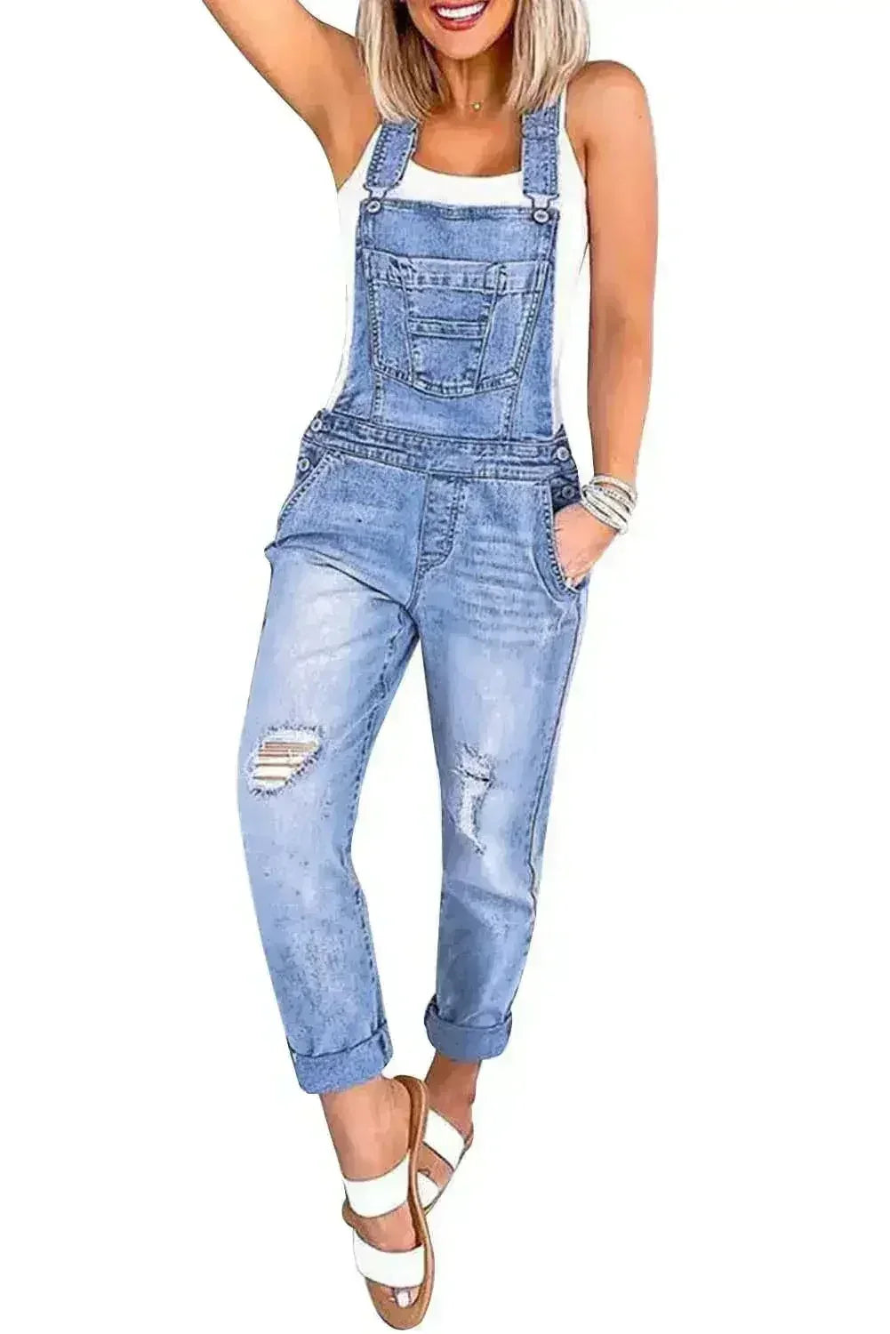 Fashion One-piece Denim Jumpsuit - Femstylo