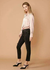 Tie-Neck Long Sleeve Bodysuit in Fall Pink - Femstylo