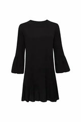 Gaia Black Mini Dress | Puffed Sleeves | Tiered Ruffles - Femstylo