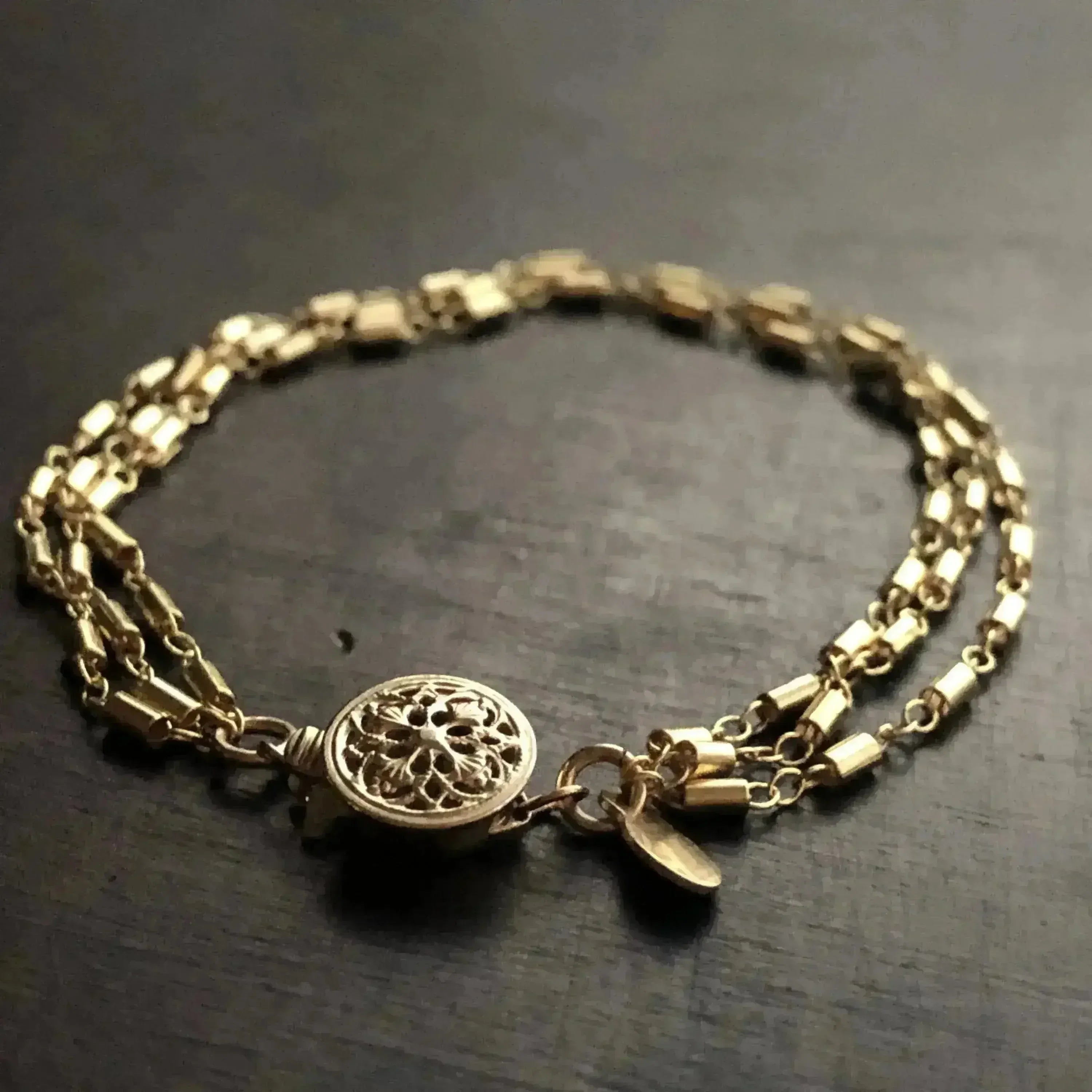 Marilena 3-Layer Gold Fill Bracelet – Filigree Clasp - Femstylo