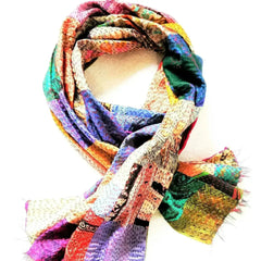 Vintage Silk Saree Kantha throw - Hand Stitched Upcycled - Femstylo