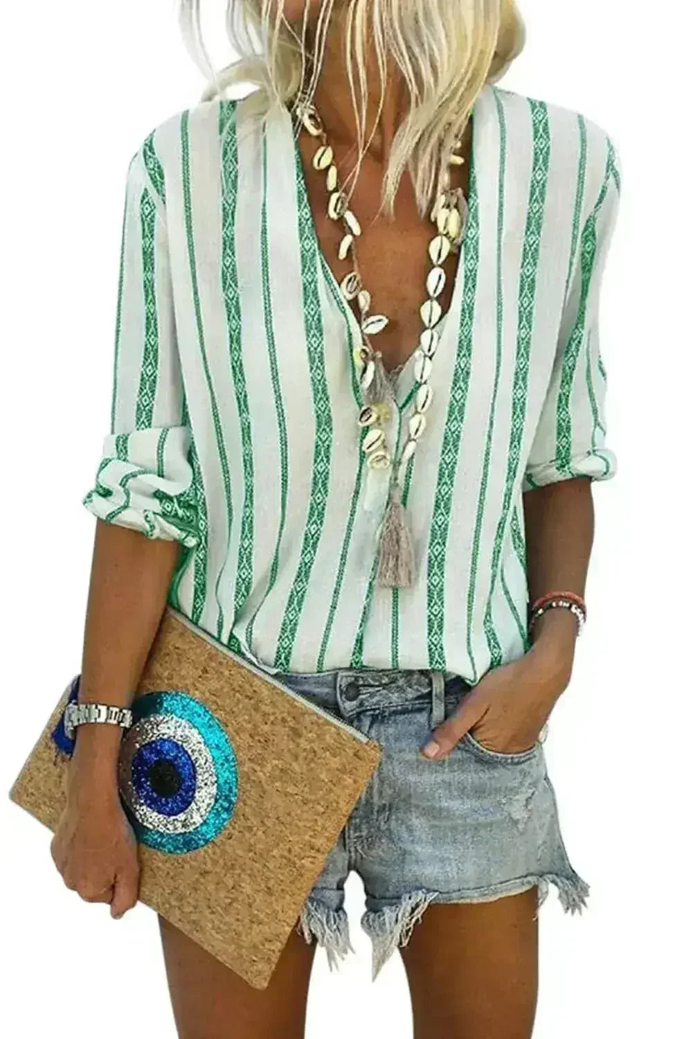 Button Up Long Sleeve Blouse - Femstylo