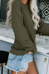 Green French Terry Cotton Blend Sweatshirt - Femstylo