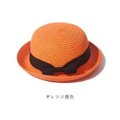 Hats For Women Summer Sun Protection Straw Hat Female Round Top Curled Brim Parent Child Student Sunshade Travel