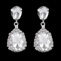 TREAZY Fashion Crystal Wedding Drop Earrings for Women Silver Color Bridal Dangle Earrings Brides Gifts Birthday Party Jewelry