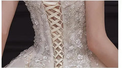 Luxury Off-Shoulder Wedding Dress - Handmade Lace Ball Gown | Femstylo