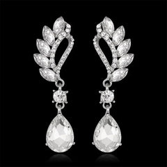 TREAZY Fashion Crystal Wedding Drop Earrings for Women Silver Color Bridal Dangle Earrings Brides Gifts Birthday Party Jewelry