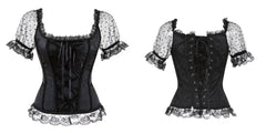 Fashion Princess Style Women Lingerie Bodyshaper Bridal Corset Bustier Tops For Women Short-Sleeve Lace Up Corselet Plus Size