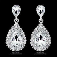 TREAZY Fashion Crystal Wedding Drop Earrings for Women Silver Color Bridal Dangle Earrings Brides Gifts Birthday Party Jewelry
