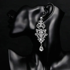 TREAZY Fashion Crystal Wedding Drop Earrings for Women Silver Color Bridal Dangle Earrings Brides Gifts Birthday Party Jewelry