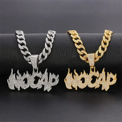 Men Hip Hop Full Rhinestone King Queen Pendants Necklaces Bling Bling Iced Out Cuban Link Chain Hiphop Necklace Men Jewelry Gift