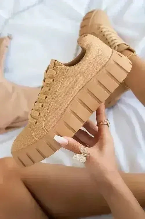 Pinterest Women Sneaker Light Breathble Vulcanized Shoes Platform Lace - Femstylo