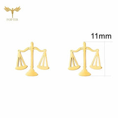 Scale Pendant Necklace Earring Set Stainless Steel Accessories Western Goddess of Justice Scale Symbol of Fairness Woman Jewelry