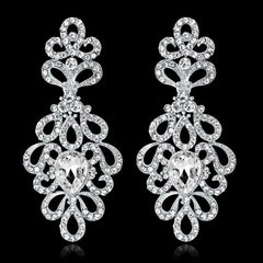 TREAZY Fashion Crystal Wedding Drop Earrings for Women Silver Color Bridal Dangle Earrings Brides Gifts Birthday Party Jewelry