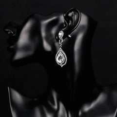TREAZY Fashion Crystal Wedding Drop Earrings for Women Silver Color Bridal Dangle Earrings Brides Gifts Birthday Party Jewelry