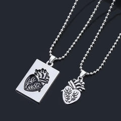 Pair Of Lovers Fashion Puzzle Anatomical Heart Necklaces Pendants Stainless Steel Chain Couple Collares Women Valentine Day Gift