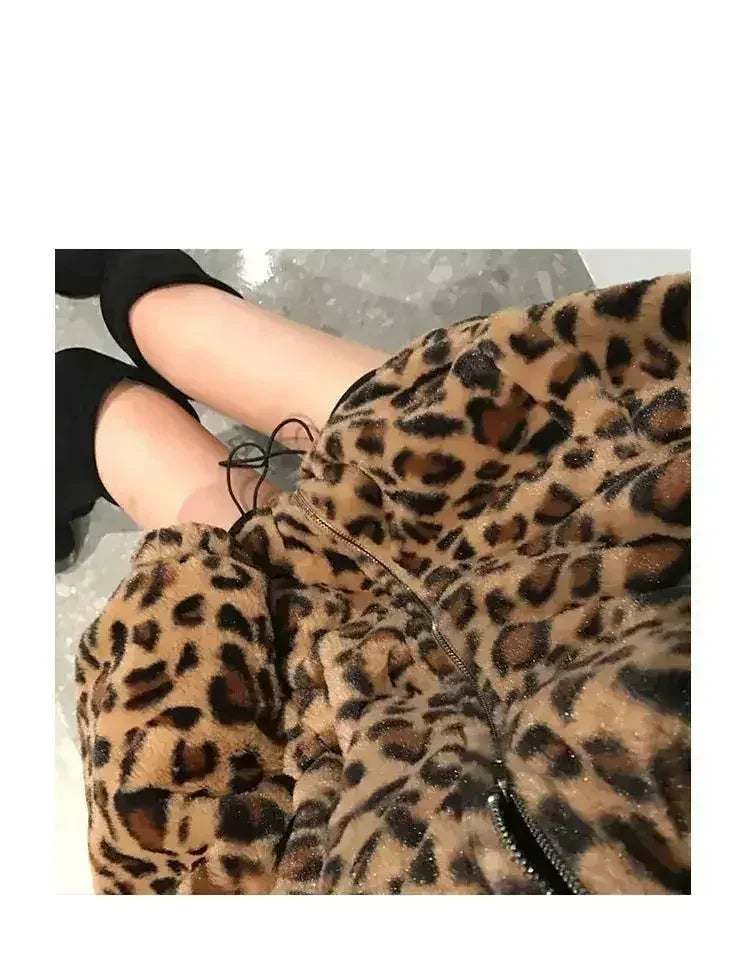 Winter Leopard Print Jacket Women's Stand collar Warm Parkas Outwear - Femstylo