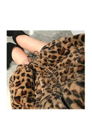 Winter Leopard Print Jacket Women's Stand collar Warm Parkas Outwear - Femstylo