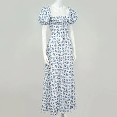 Summer Women Puff Sleeve Floral Printed Dress,Long Dresses,Woman Clothing,Dress Women,Women's Elegant Dresses,Sexy Costume Women