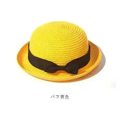 Hats For Women Summer Sun Protection Straw Hat Female Round Top Curled Brim Parent Child Student Sunshade Travel