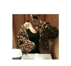 Winter Leopard Print Jacket Women's Stand collar Warm Parkas Outwear - Femstylo